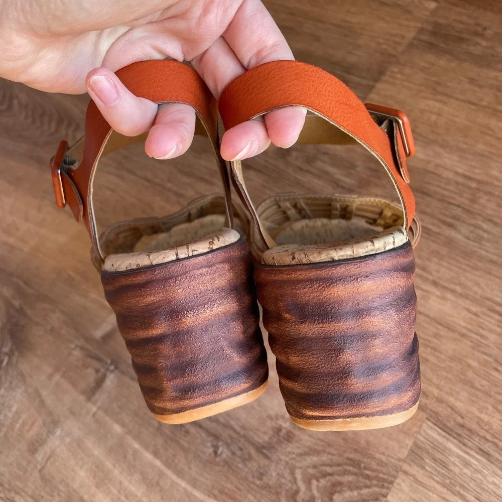 Korks Wedge Sandals Open Peep Toe Womens 10 Brown Ankle‎ Strap Comfort